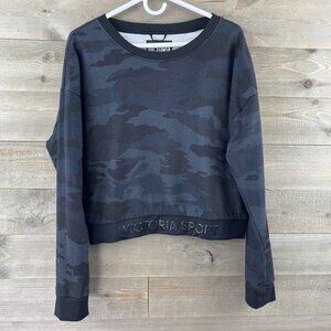 Victorias Secret Sport Womens Sweatshirt Logo Camo Camoflage Crop Athletic Large